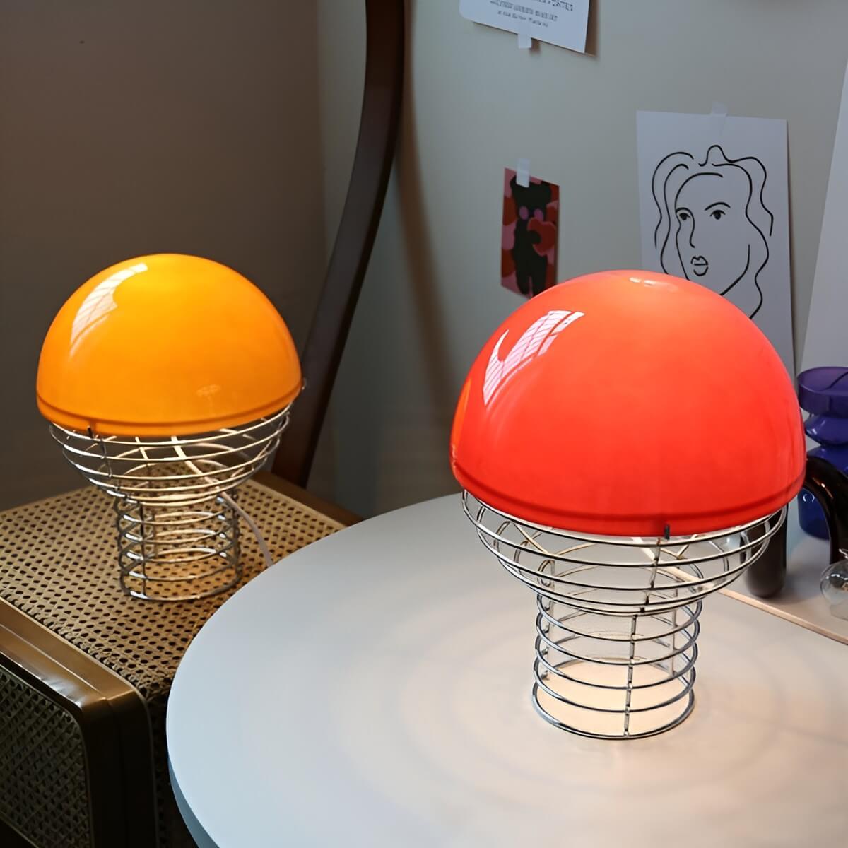 Modern Glass Shade and Spiral Base Unusual Table Lamp