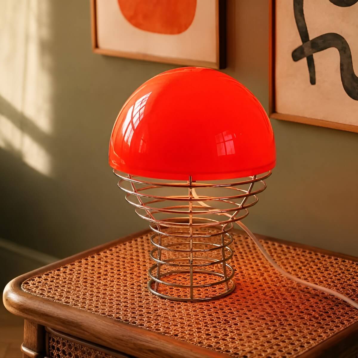 Modern Glass Shade and Spiral Base Unusual Table Lamp