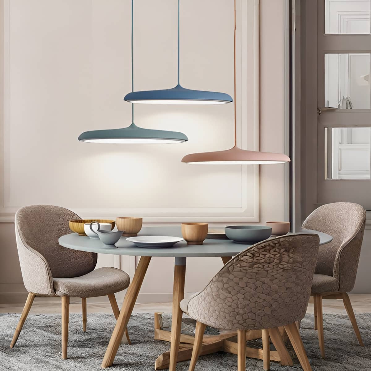 Modern Macaron Disc LED Hanging Lamp
