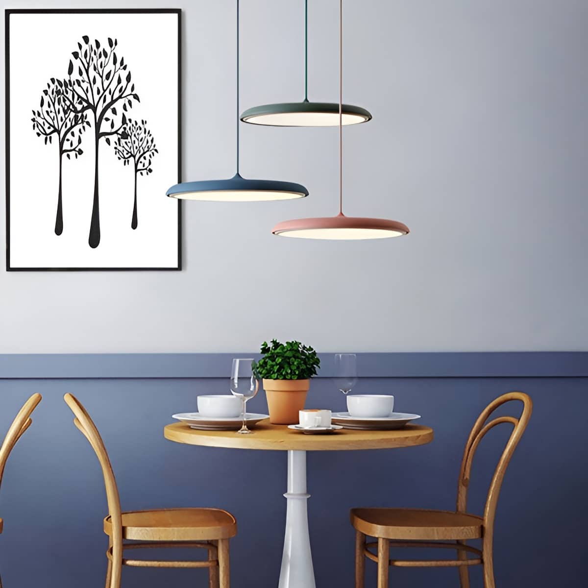 Modern Macaron Disc LED Hanging Lamp
