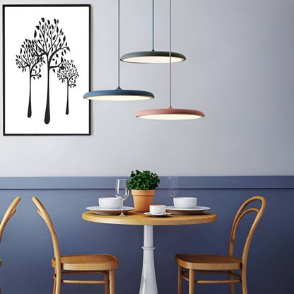 Modern Macaron Disc LED Hanging Lamp