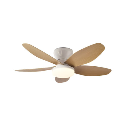 Modern Minimalist Five Blade Remote Ceiling Fan with Light