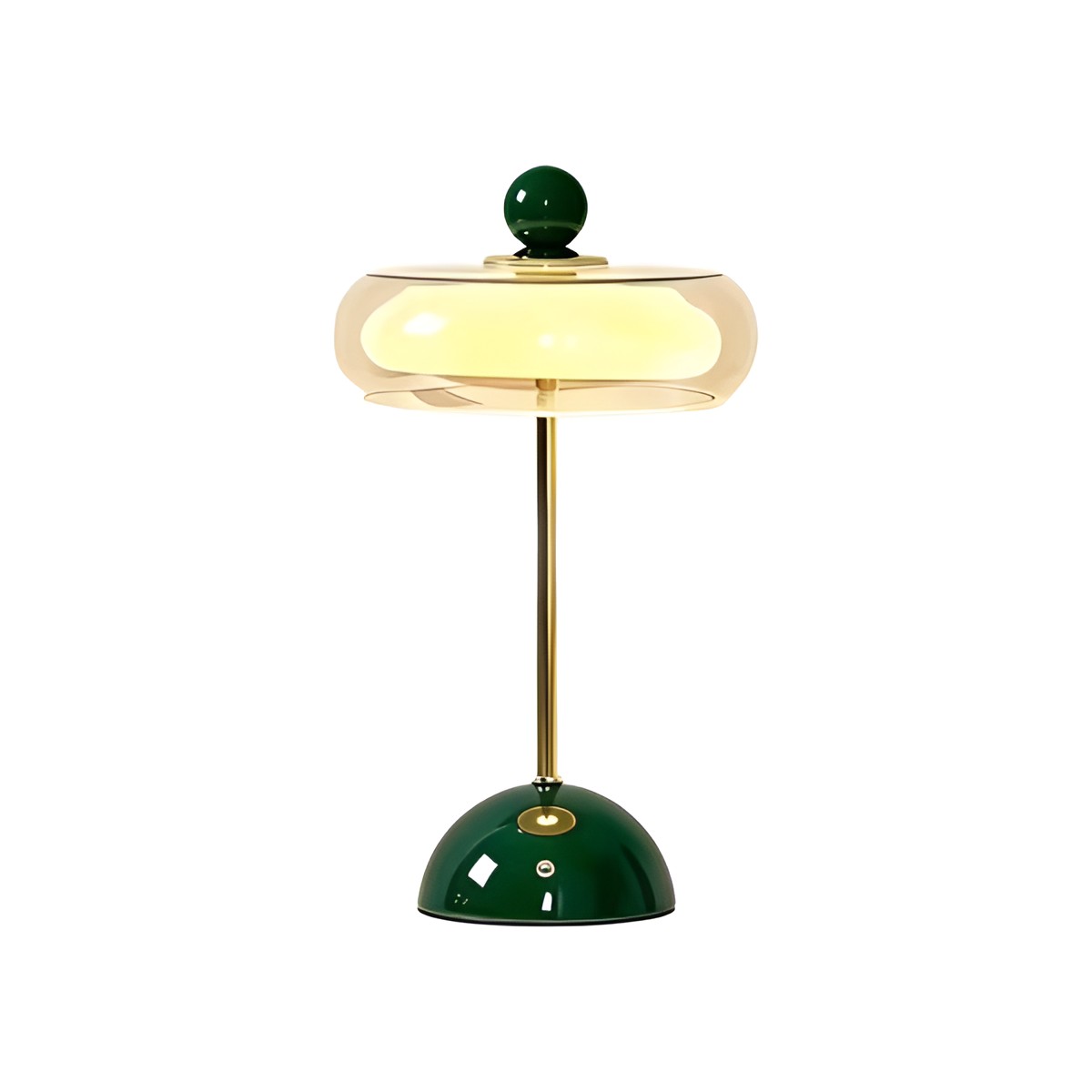 Modern Rechargeable Glass Table Lamp with Amber Shade