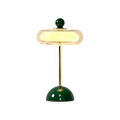 Modern Rechargeable Glass Table Lamp with Amber Shade