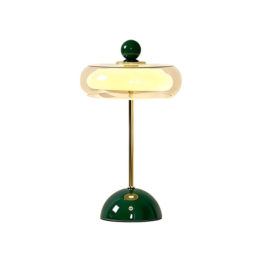 Modern Rechargeable Glass Table Lamp with Amber Shade
