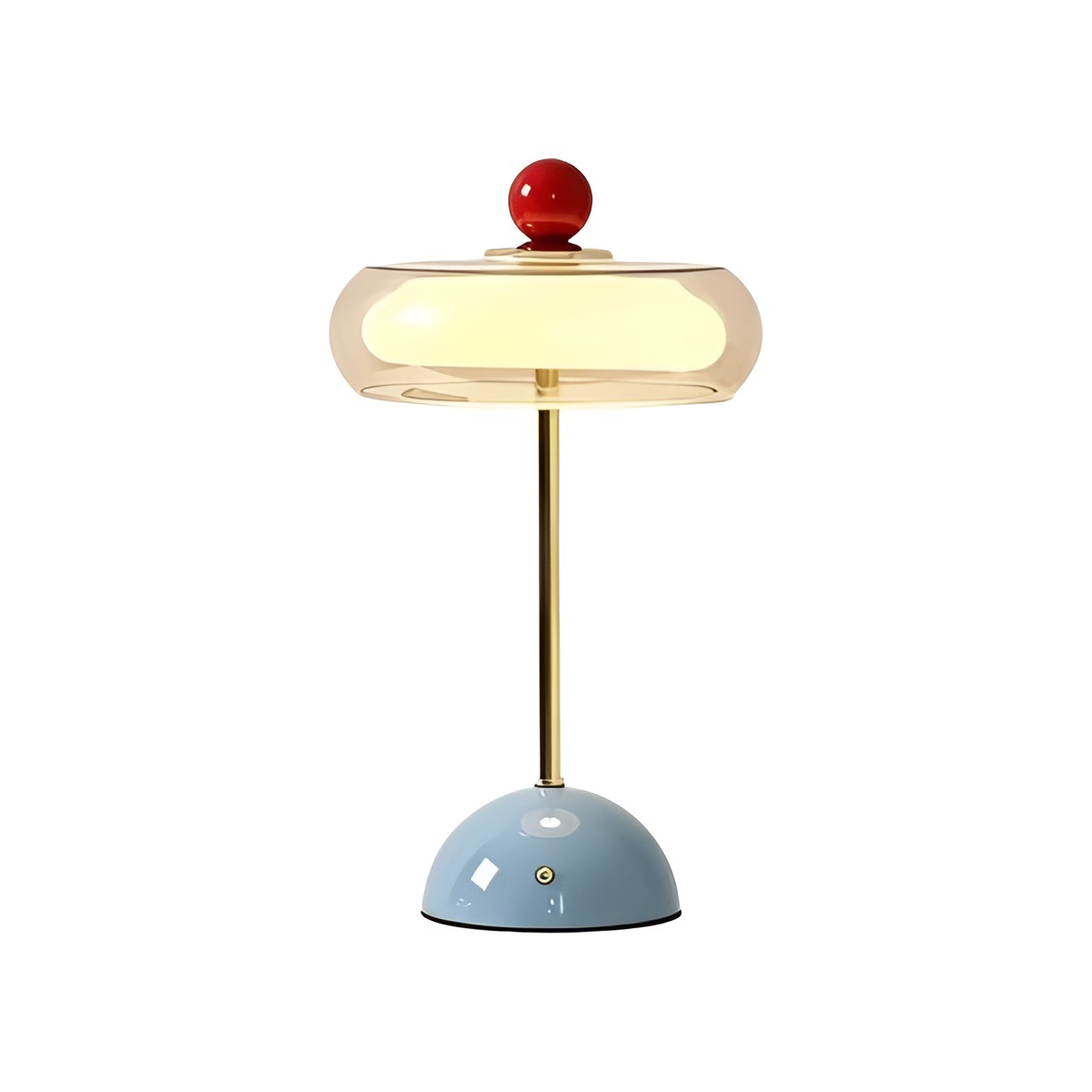 Modern Rechargeable Glass Table Lamp with Amber Shade