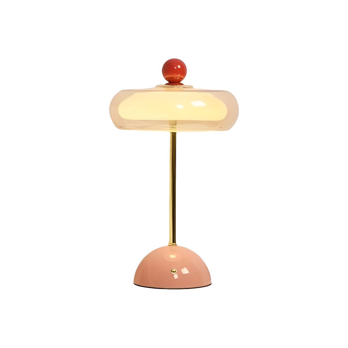 Modern Rechargeable Glass Table Lamp with Amber Shade