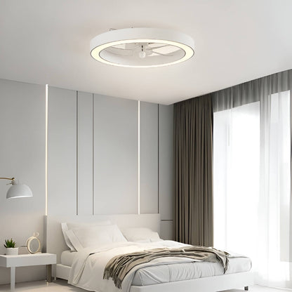 Modern Round Compact Ceiling Fan with Light for Bedroom