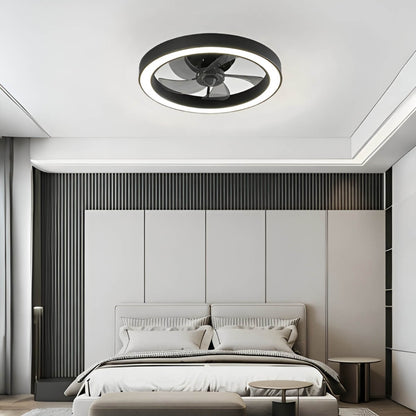 Modern Round Compact Ceiling Fan with Light for Bedroom