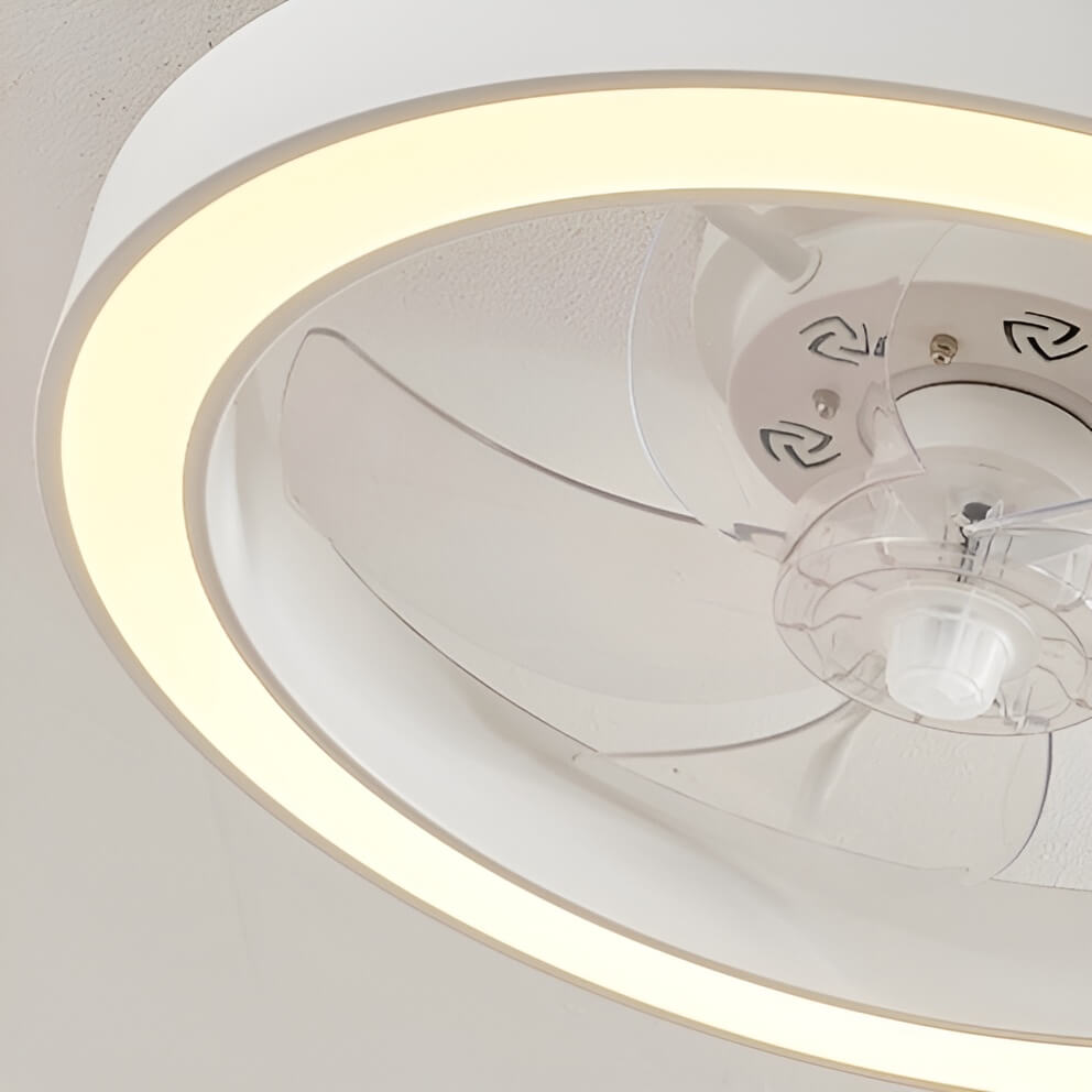 Modern Round Compact Ceiling Fan with Light for Bedroom
