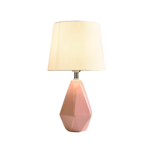 Modern Scandinavian Table Lamp with Ceramic Base and Fabric Shade