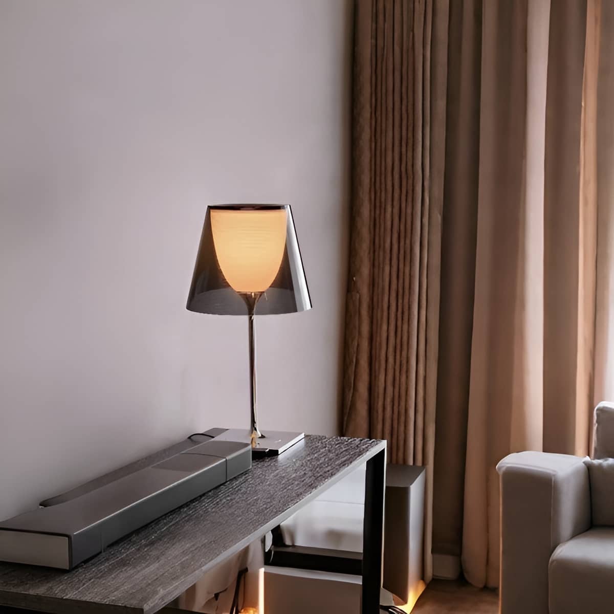 Modern Transparent Shade Chrome Table Lamp