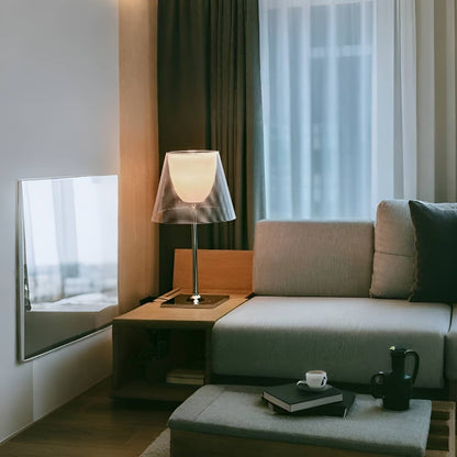 Modern Transparent Shade Chrome Table Lamp