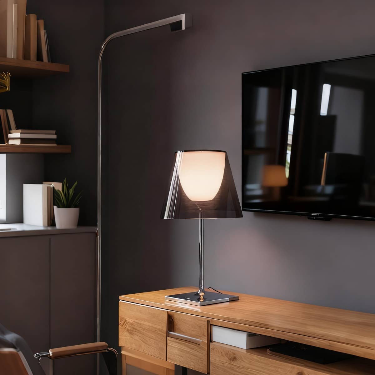 Modern Transparent Shade Chrome Table Lamp