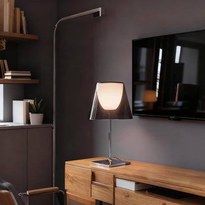 Modern Transparent Shade Chrome Table Lamp