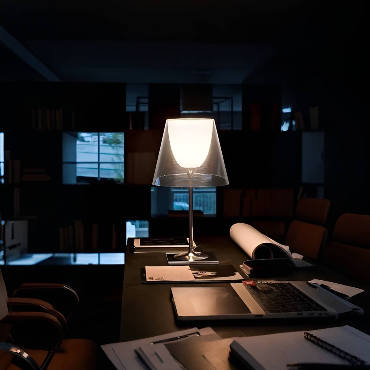 Modern Transparent Shade Chrome Table Lamp