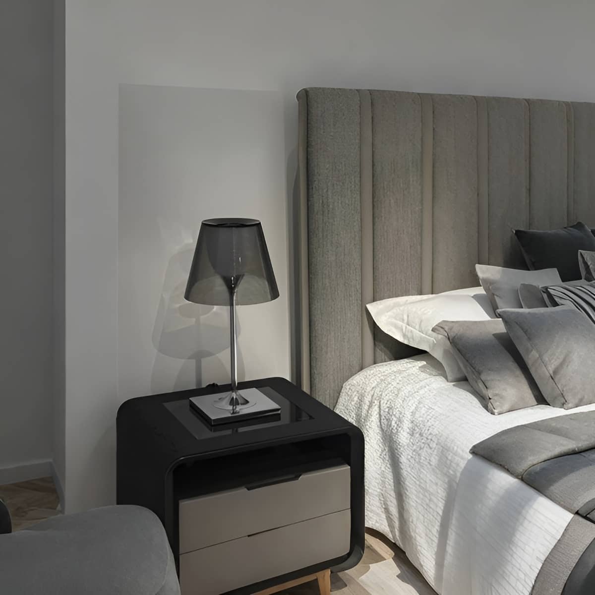 Modern Transparent Shade Chrome Table Lamp