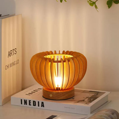 Modern Wooden Pumpkin Rechargeable Table Lamp