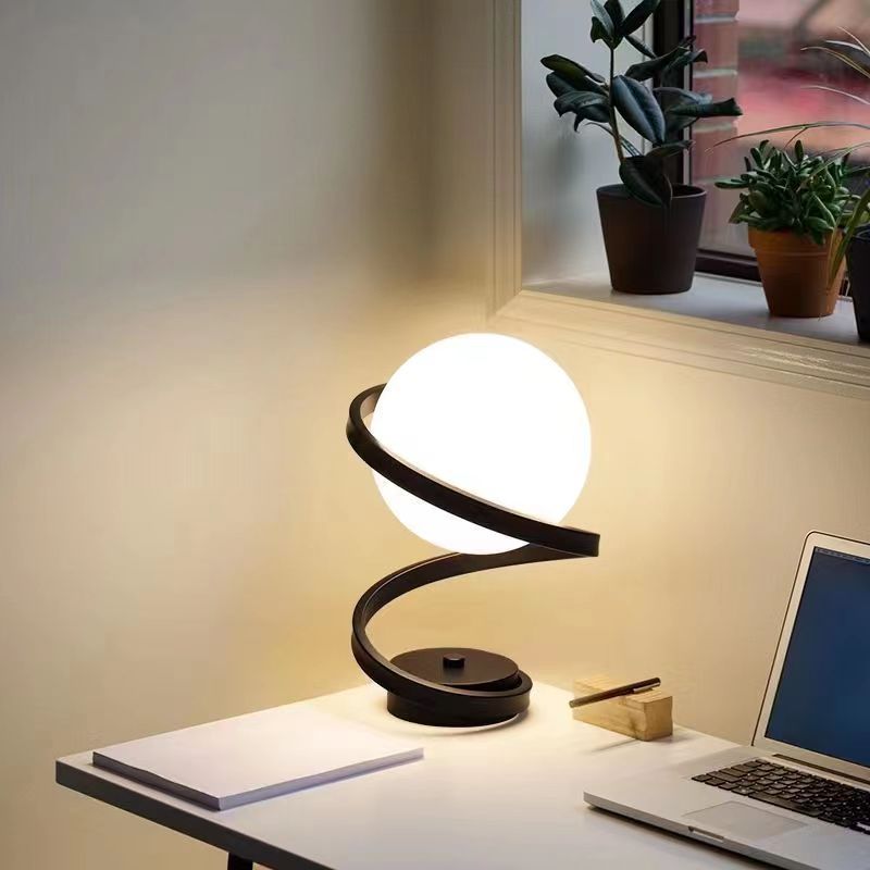 Modern Spiral Glass Ball Table Lamp