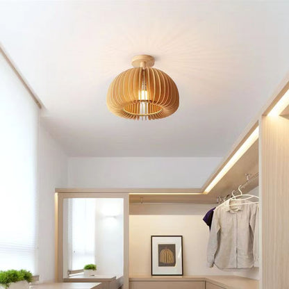 Modern Wooden Pumpkin Ceiling Lamp