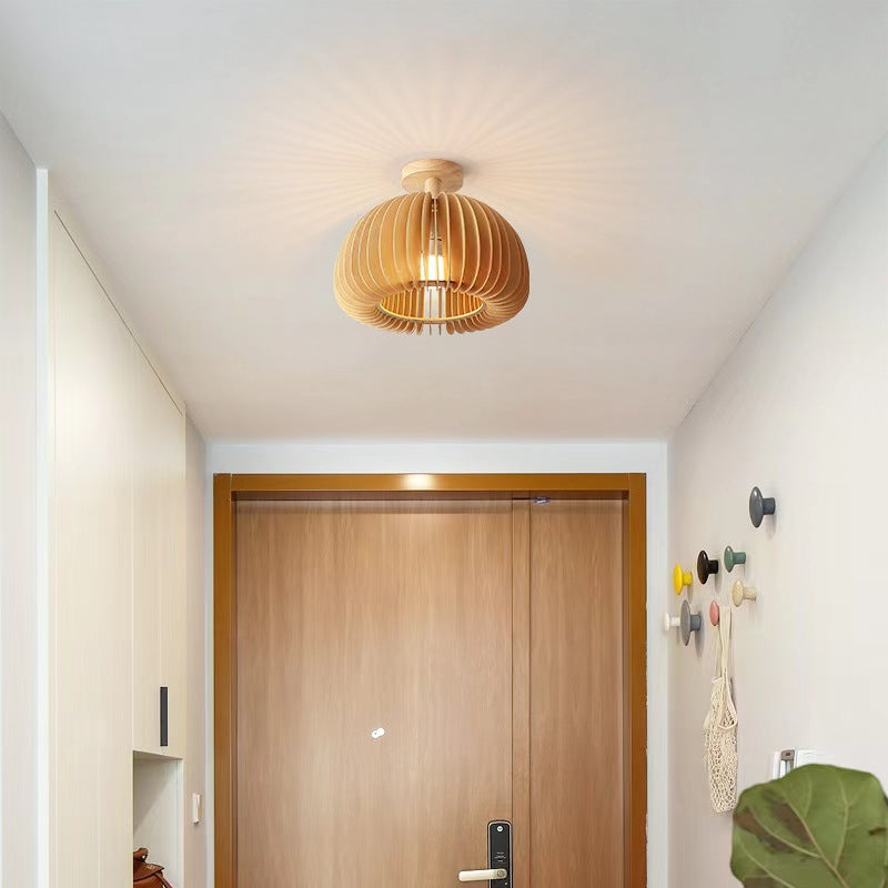 Modern Wooden Pumpkin Ceiling Lamp