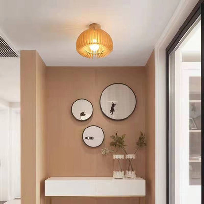 Modern Wooden Pumpkin Ceiling Lamp