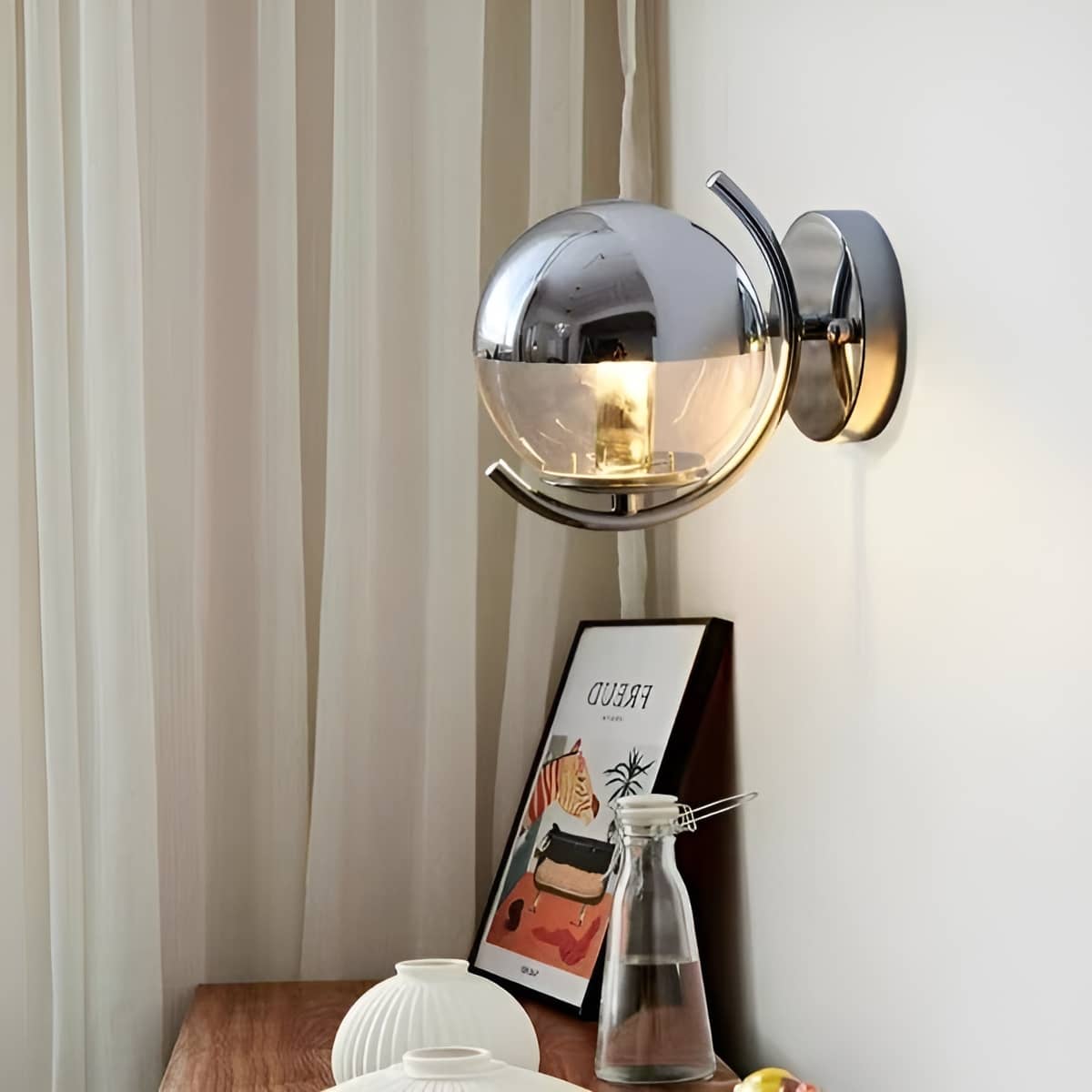 Modern Bauhaus Chrome Glass Wall Light