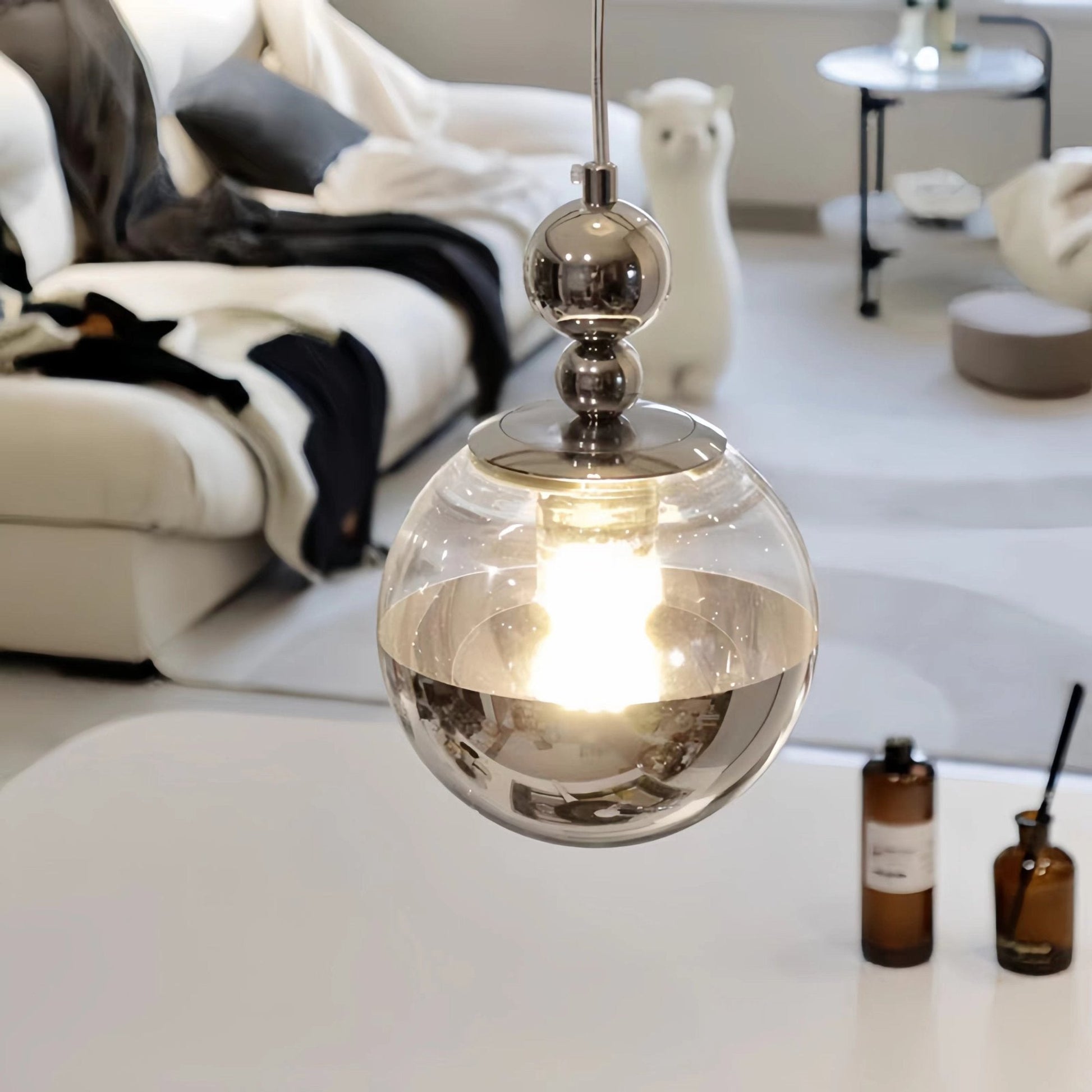 Modern Bauhaus Silver Globe Pendant Light