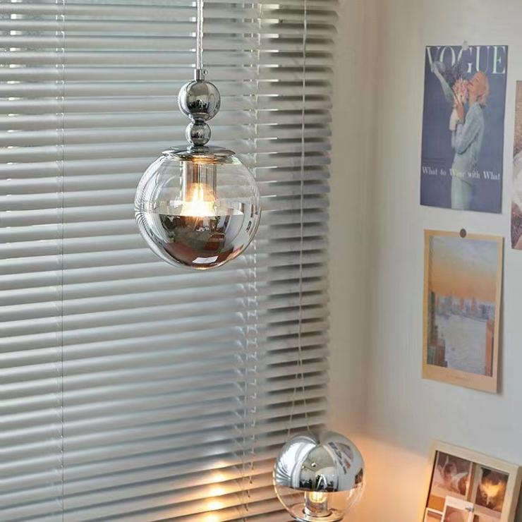 Modern Bauhaus Silver Globe Pendant Light