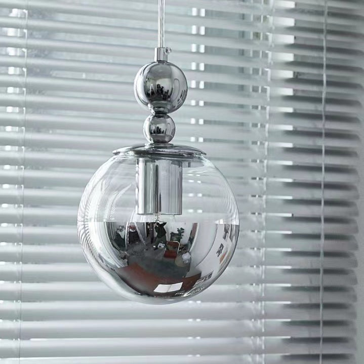 Modern Bauhaus Silver Globe Pendant Light