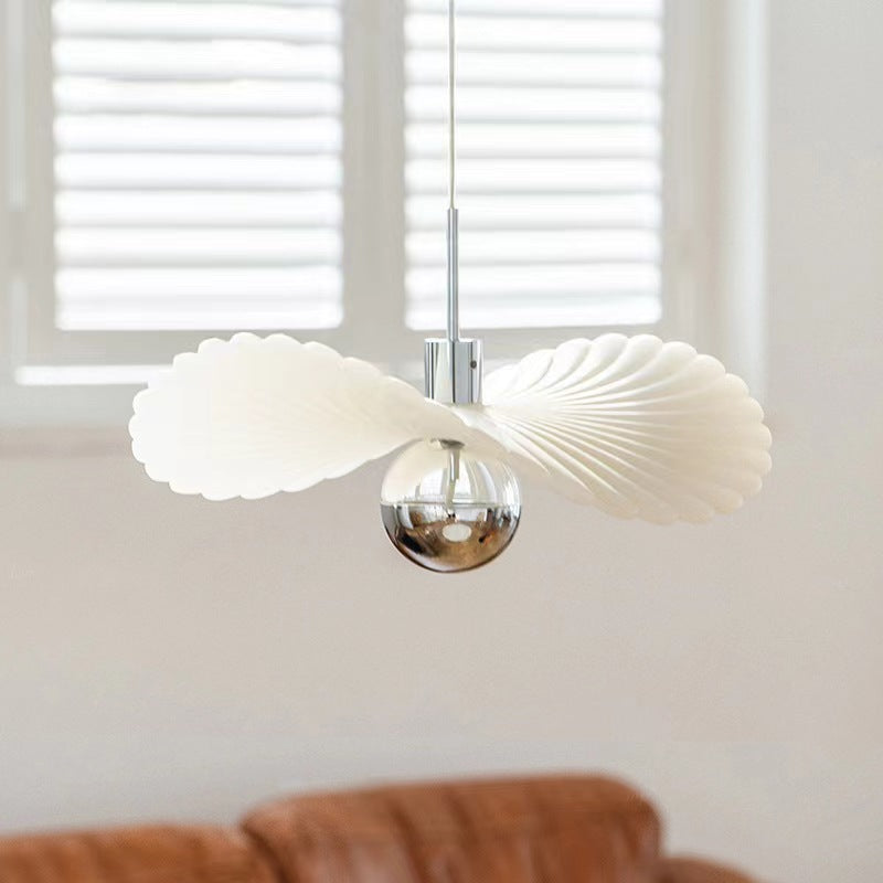 Scandinavian Chamomile Ribbed White Pendant Light