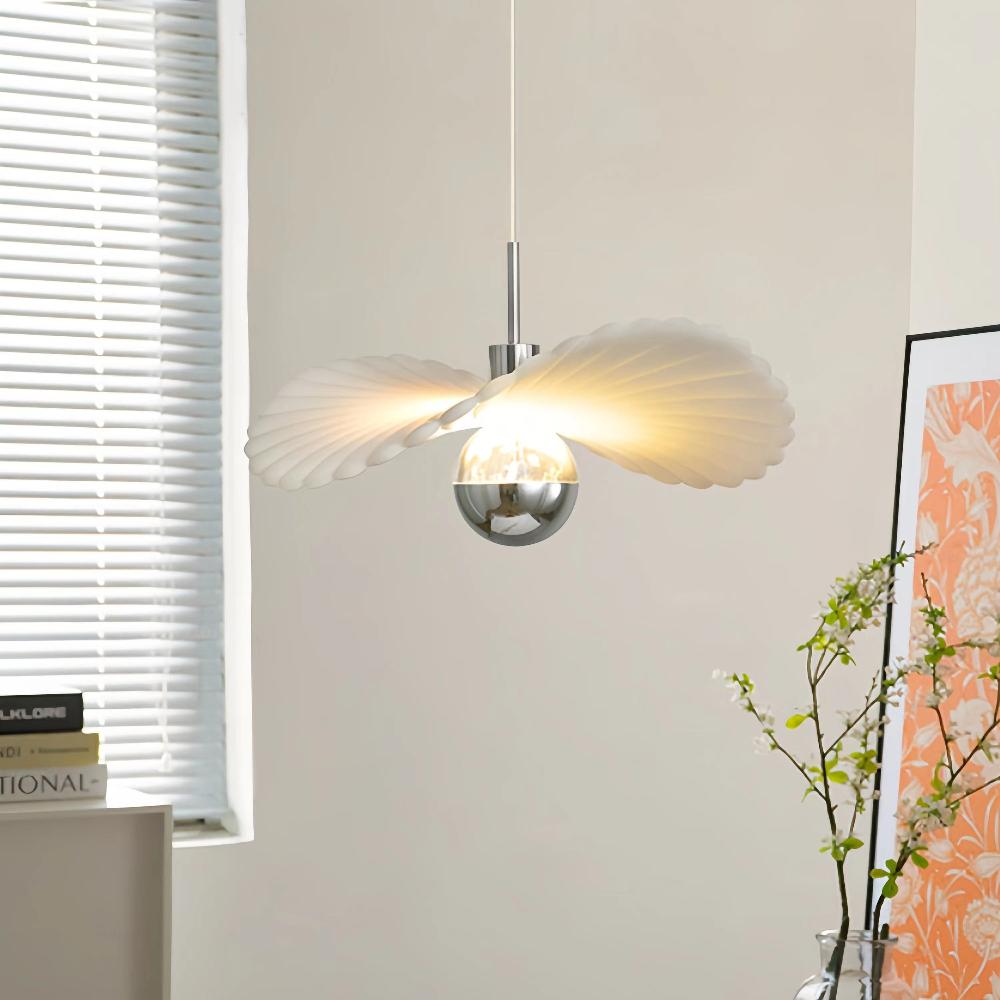 Scandinavian Chamomile Ribbed White Pendant Light