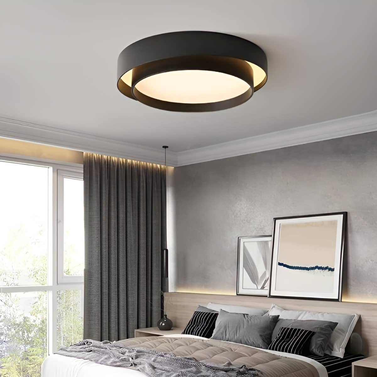 Modern Double Layer Round LED Flush Mount Ceiling Light for Bedroom