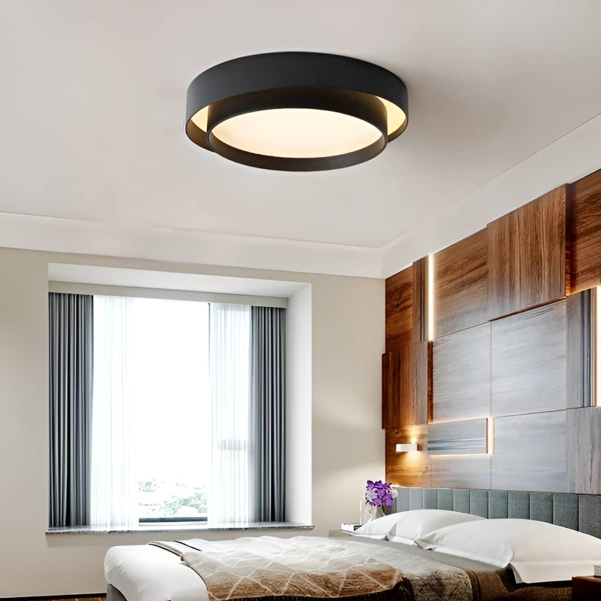 Modern Double Layer Round LED Flush Mount Ceiling Light for Bedroom