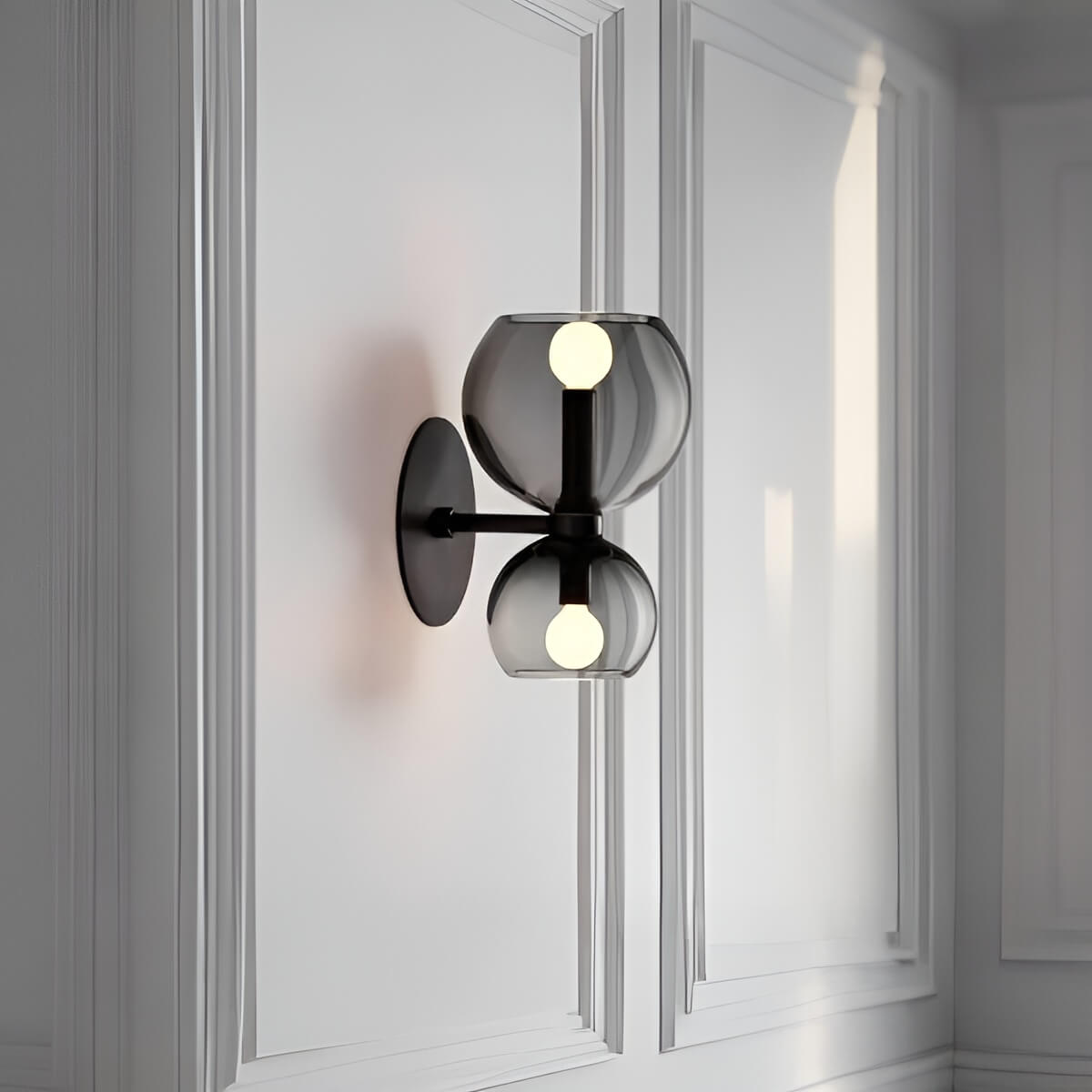 Modern Orb Glass 2-Light Wall Light for Living Room