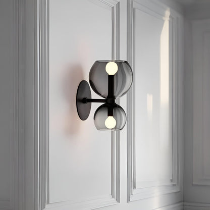 Modern Orb Glass 2-Light Wall Light for Living Room