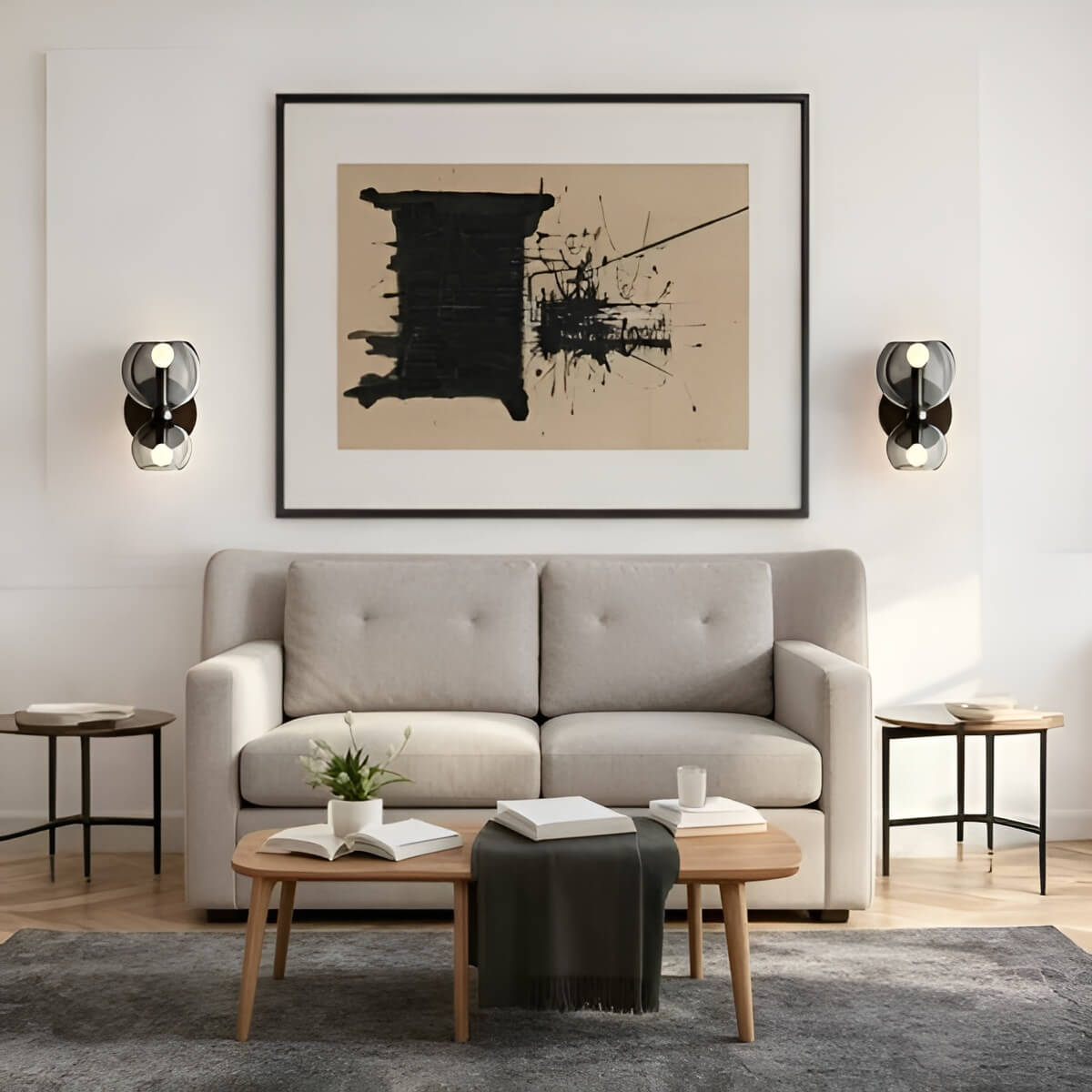 Modern Orb Glass 2-Light Wall Light for Living Room