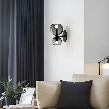 Modern Orb Glass 2-Light Wall Light for Living Room