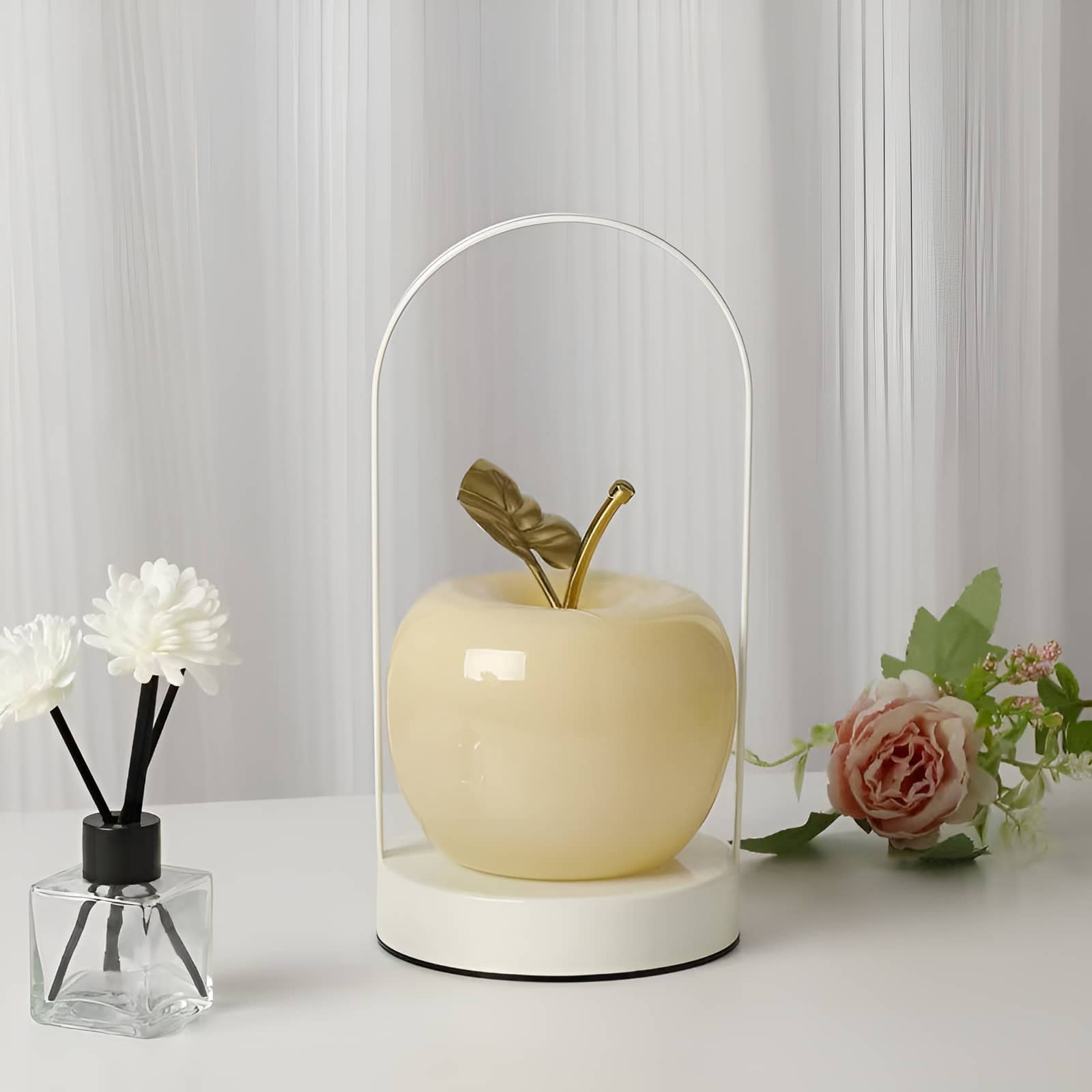 Modern Portable Glass Apple Table Lamp
