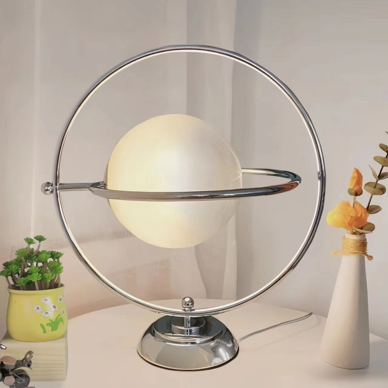 Modern Rotating Glass Globe Table Lamp