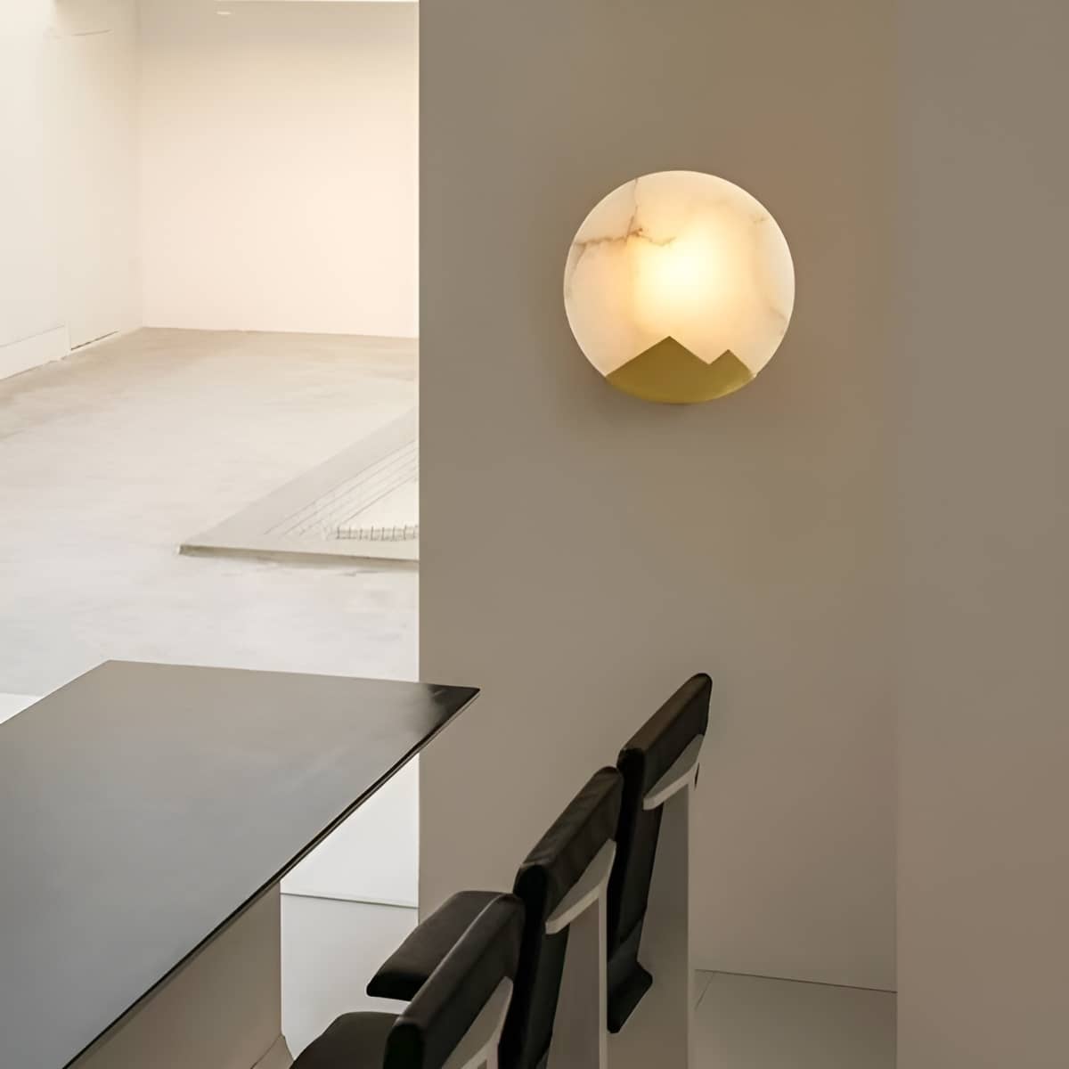 Modern Round Marble and Copper Wall Sconce