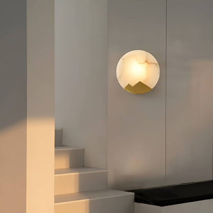 Modern Round Marble and Copper Wall Sconce