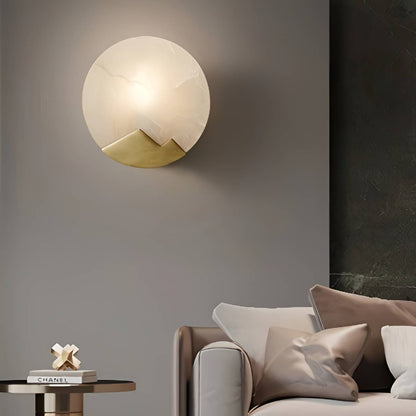 Modern Round Marble and Copper Wall Sconce