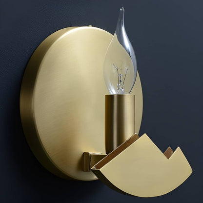 Modern Round Marble and Copper Wall Sconce