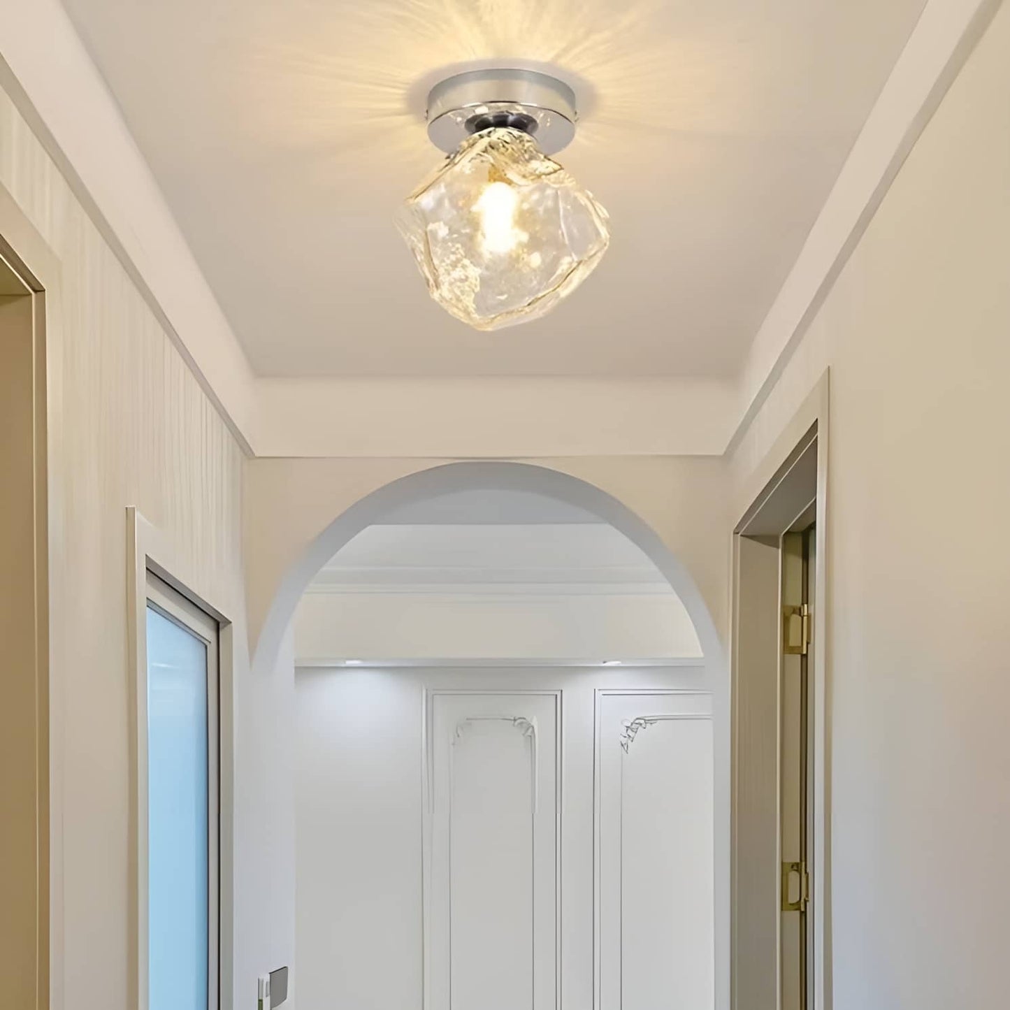 Modern Silver Glass Ice Cube Ceiling Light