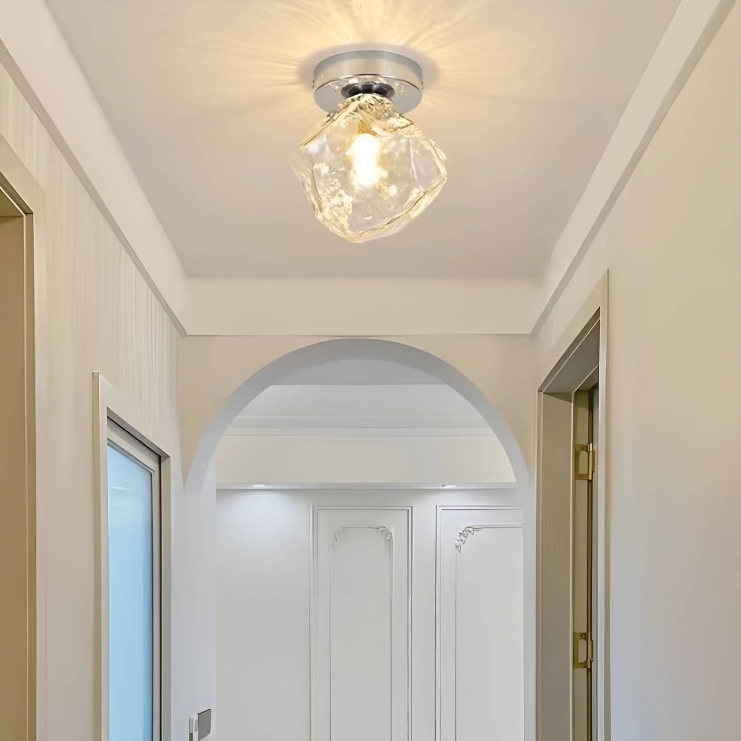 Modern Silver Glass Ice Cube Ceiling Light
