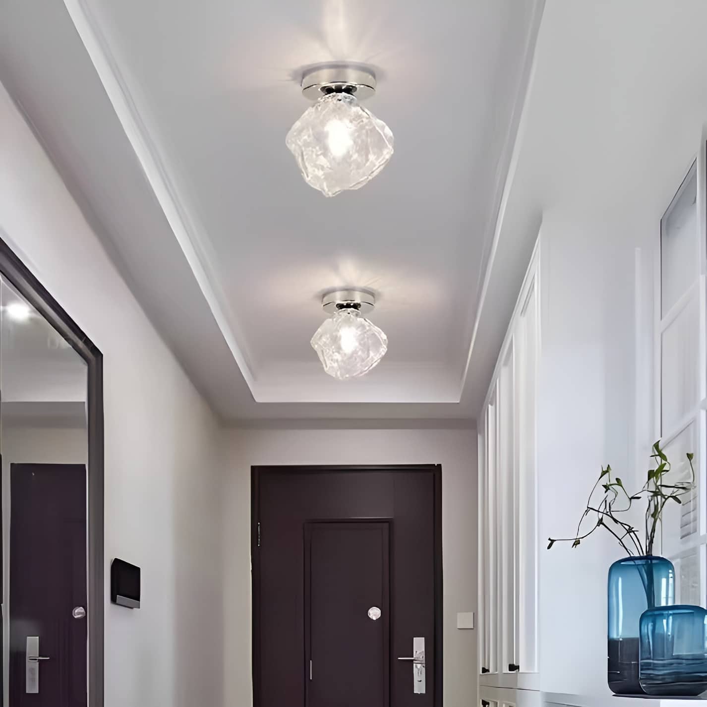 Modern Silver Glass Ice Cube Ceiling Light
