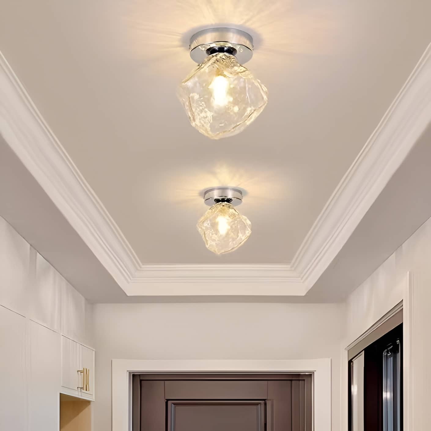 Modern Silver Glass Ice Cube Ceiling Light