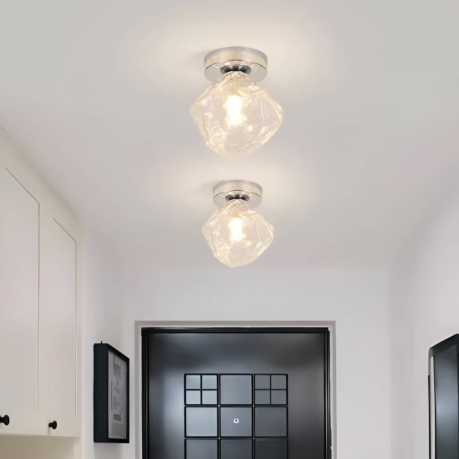 Modern Silver Glass Ice Cube Ceiling Light