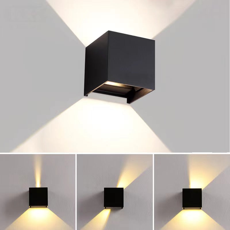 Modern Waterproof Cube Black Wall Light